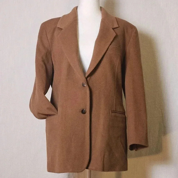VTG Philippe Adec Lamb Wool Blend Blazer Caramel Brown SZ M USA - Picture 2 of 11